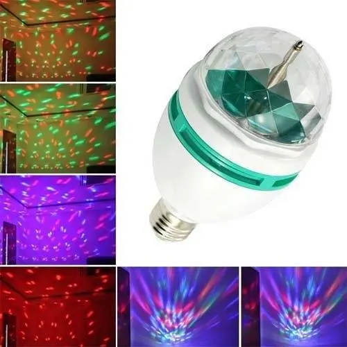 Christmas Light 3W E27 RGB Led Coloured Bulb Stage Rotating Led Crystal Magic Ball Light party festival Light Projector