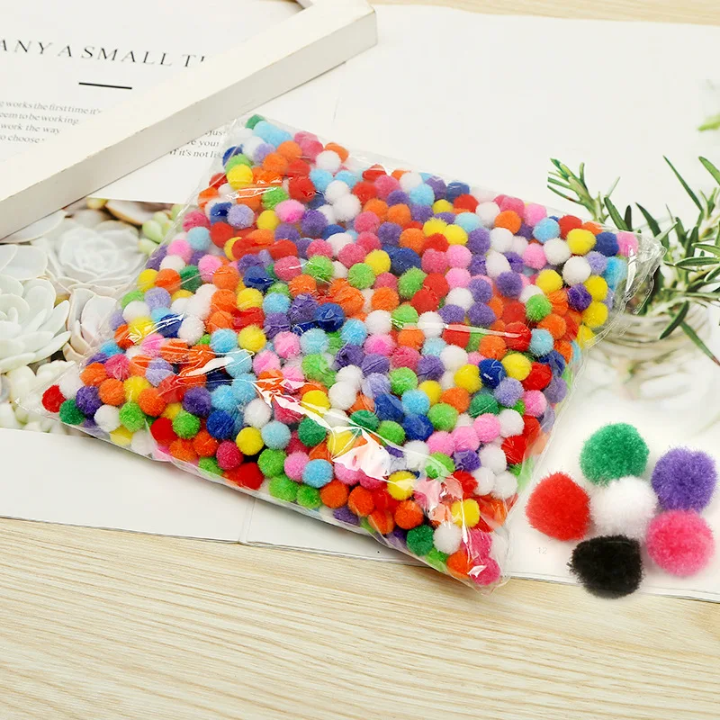 Factory Wholesale Pompoms 1000pcs/bag Multicolor Bobbles Assorted Sizes And Colors Pompom For Arts And Craft