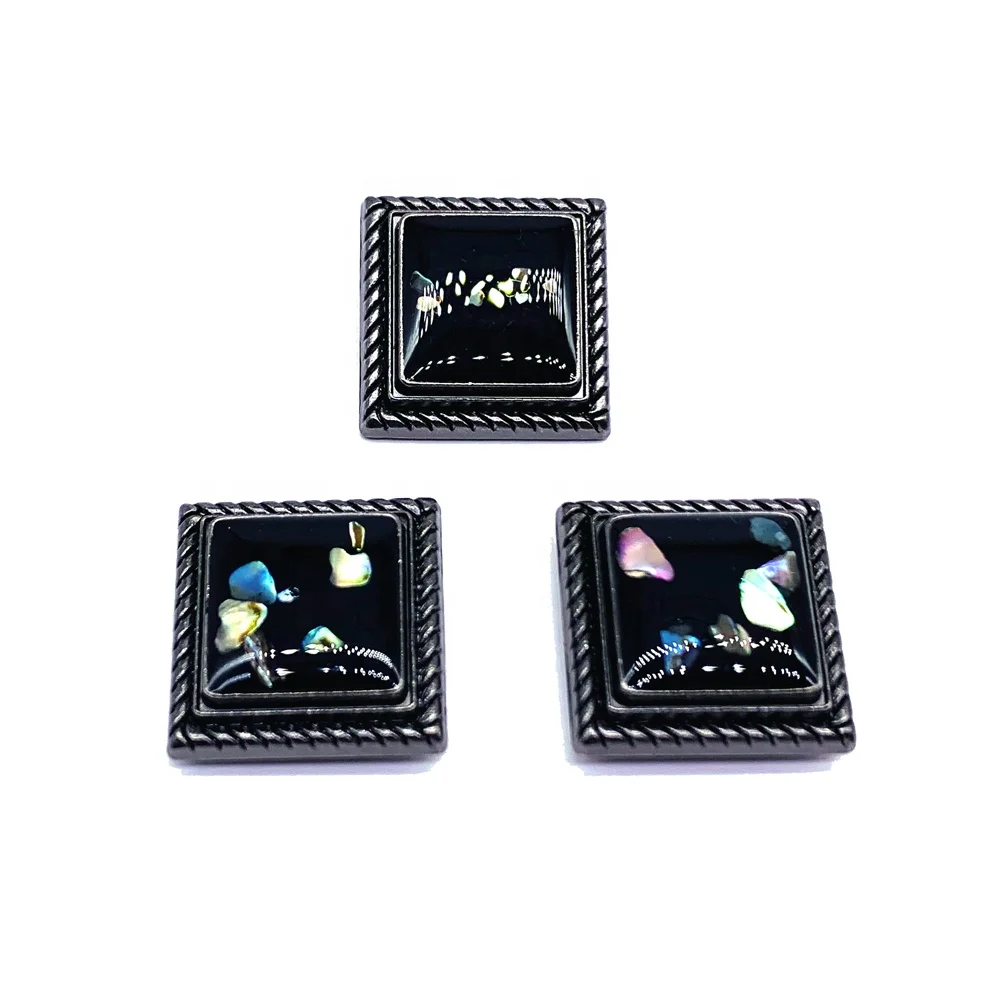 New Design Fancy Clothes Accessories Metal Zinc Alloy Square Enamel Varnish Press Snap Button with Sequin for