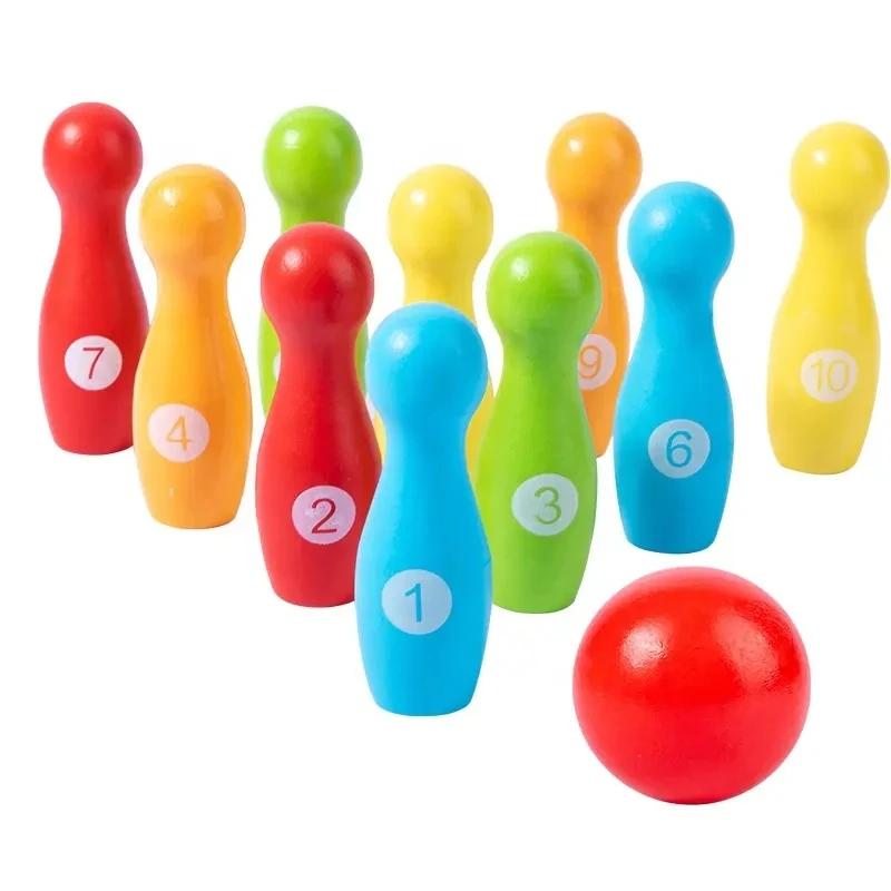 Wooden bowling toy Preschool early education Enlightening children wooden toy boys girls building blocks