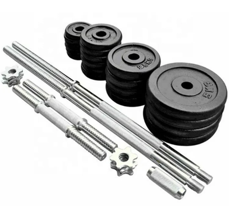 Cheap Good Quality 50 Kg cast iron Barbell Dumbbells Set with Plastic Case