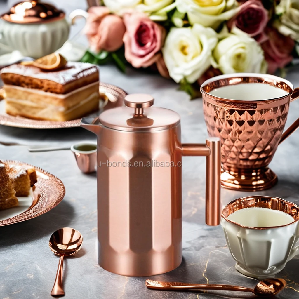 Роскошный французский Пресс из нержавеющей стали с двойными стенками цвета розового золота