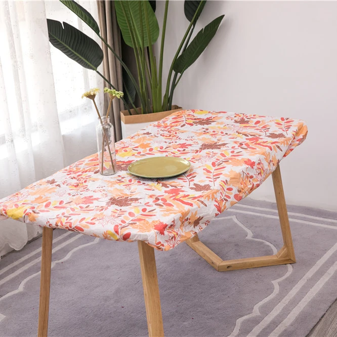 printed peva tablecloth  cover with flannel back
