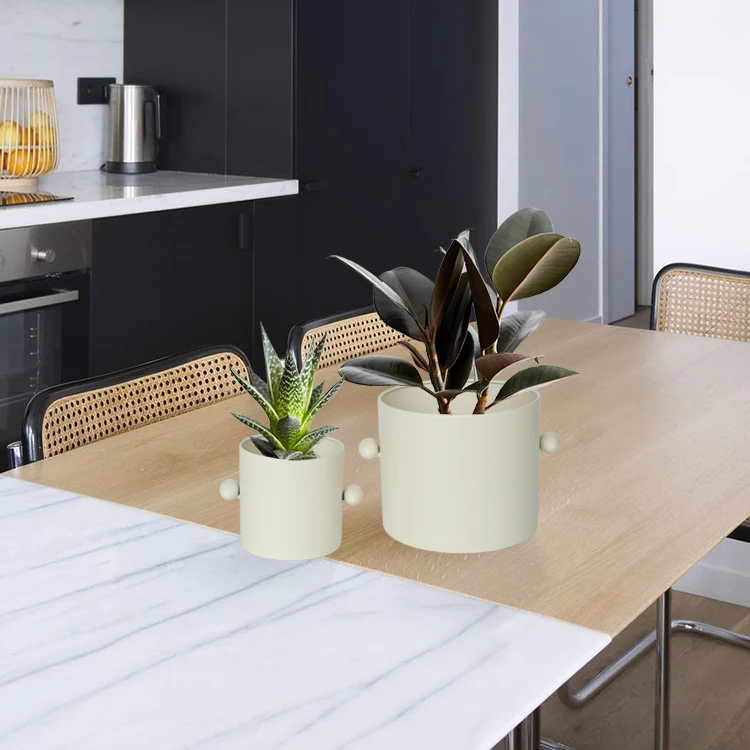 Set of 2 big and small pot indoor plant pots decorative plant flower pots large with ball shape handle