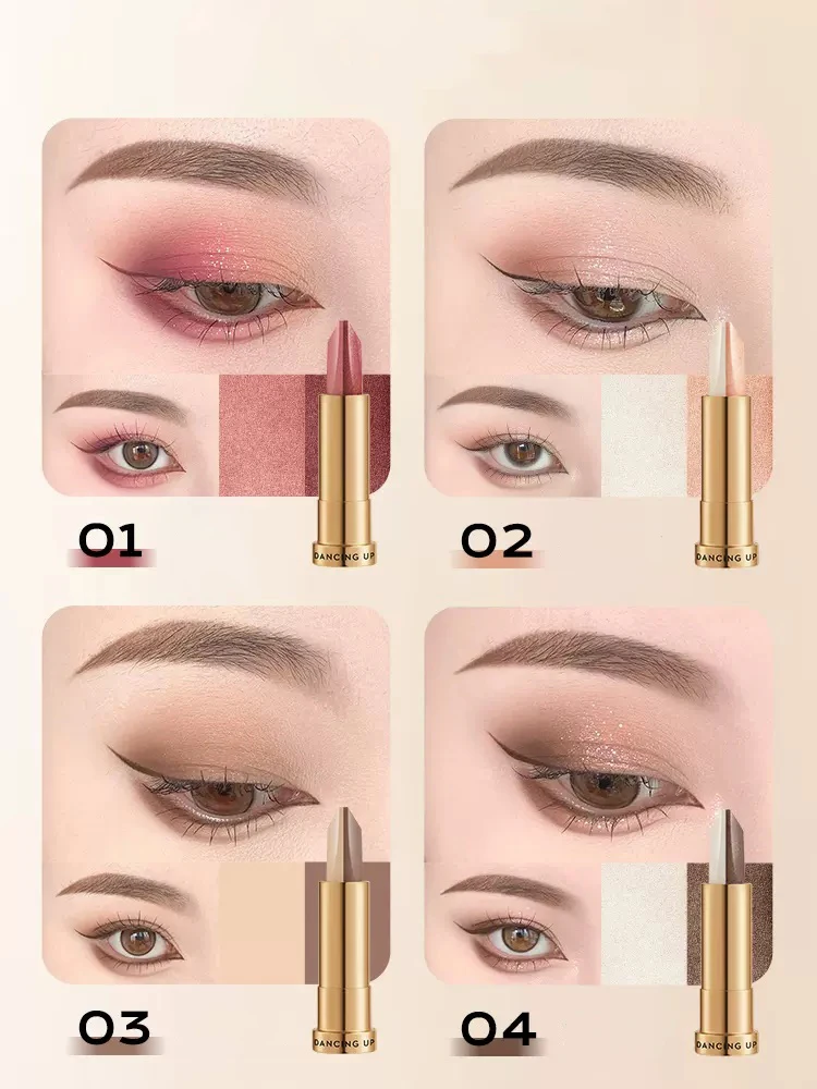 Private Label Luxury Lazy Vegan Cream Shimmer Double Color Eyeshadow Makeup Pen Two Tone Eye Shadow Stick