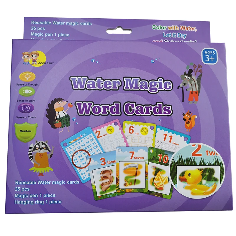 English learning toys kids water drawing learning cards with doodle pen