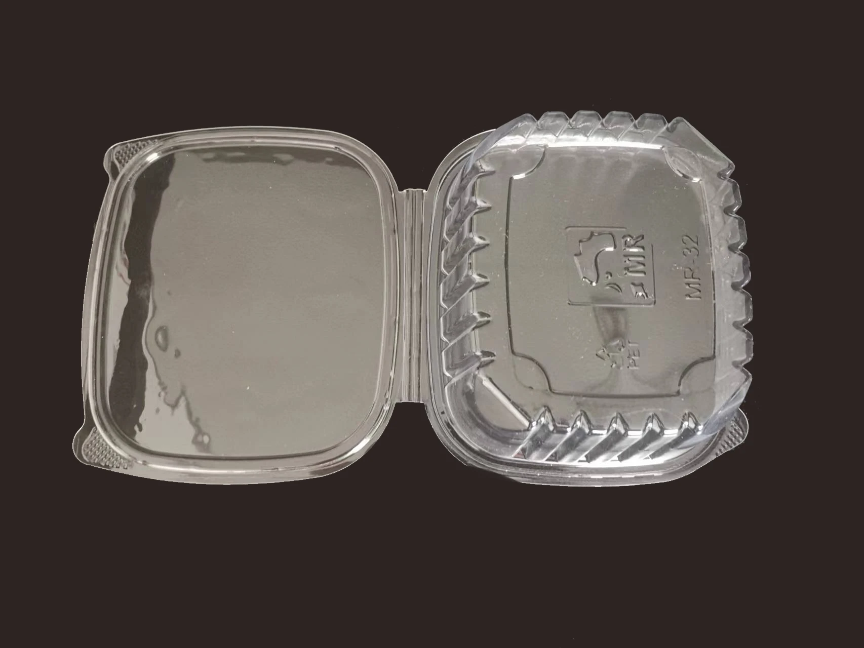 PET, 32oz, plastic food container, deli hinged container, clear large salad containers