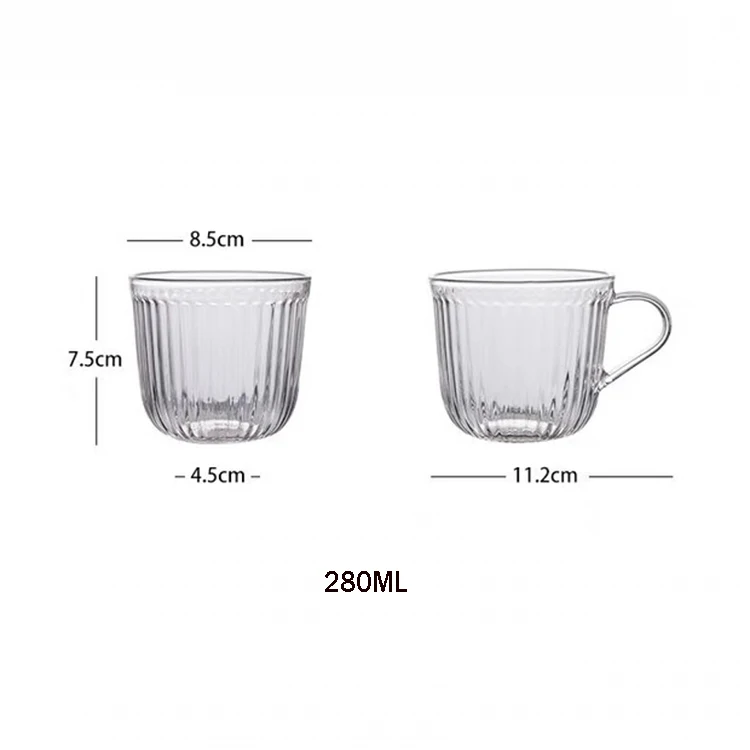 New Design 280ml Handmade Coffee Glass Cup Wave Ripple Stripe Line Glass Cup Mug For Coffee