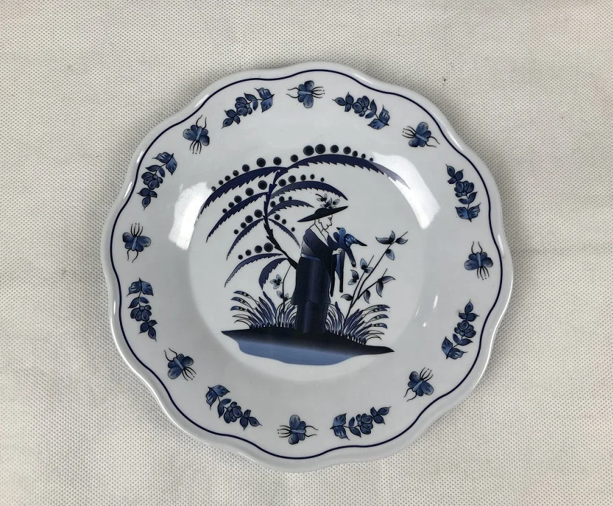 Floral Spring Garden Plastic Plates Large Scalloped Serving Platter Bowl Melamine Tableware Set with Wavy Edge