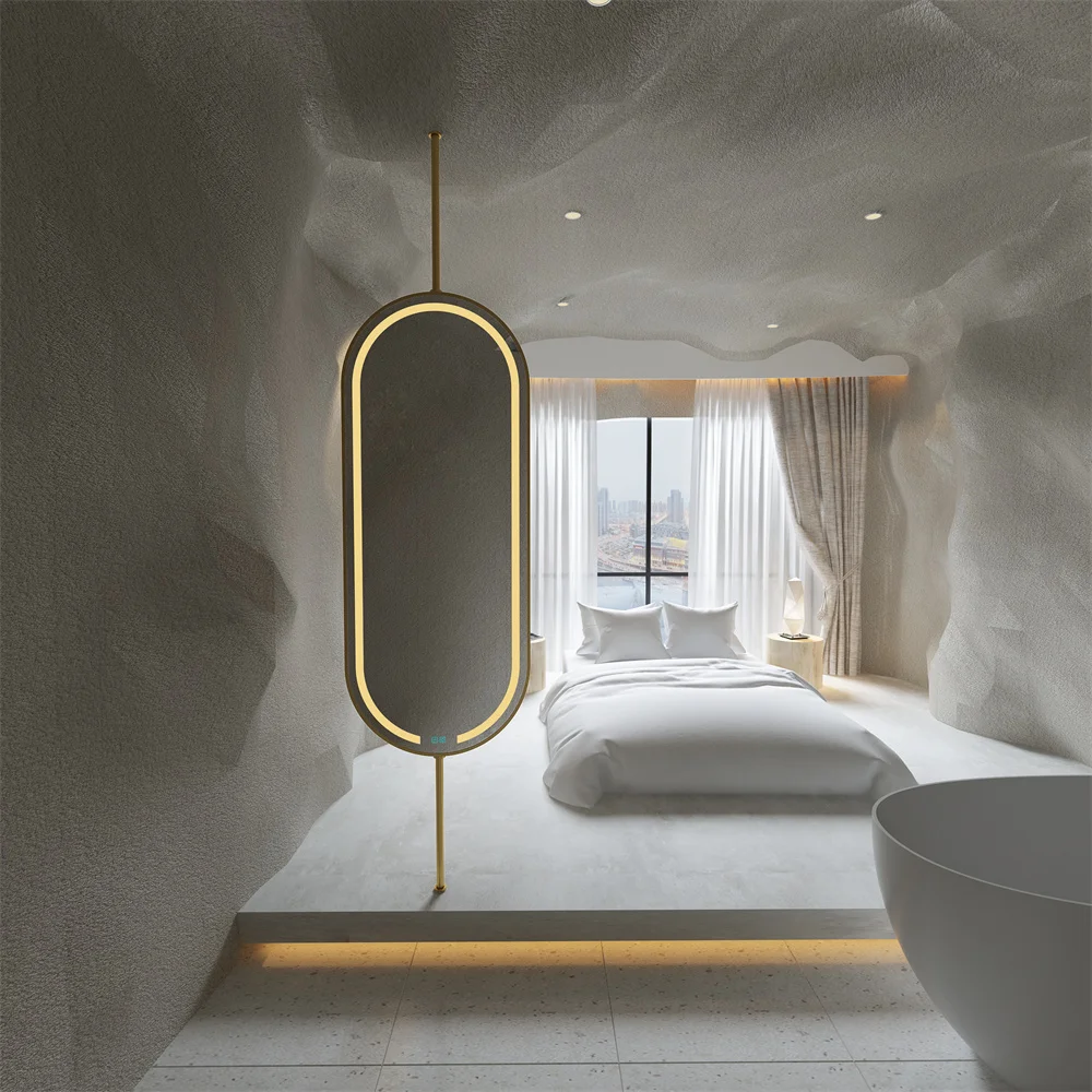 New Fashionable Round White Front Light Makeup Hotel LED Bathroom Mirror