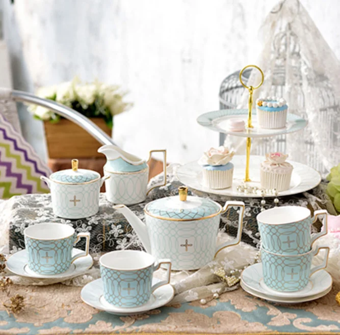 Wholesale Coffee & Tea Sets Ceramic Coffee Pot Sugar Pot Mug Saucer 11pcs/Set Ethiopian