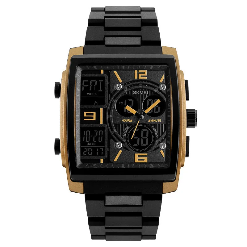 Designer Watches Skmei 1274 Black Square Large Dial Cool Multifunctional Wristwatch Outdoor Student Sports Electronic Watch