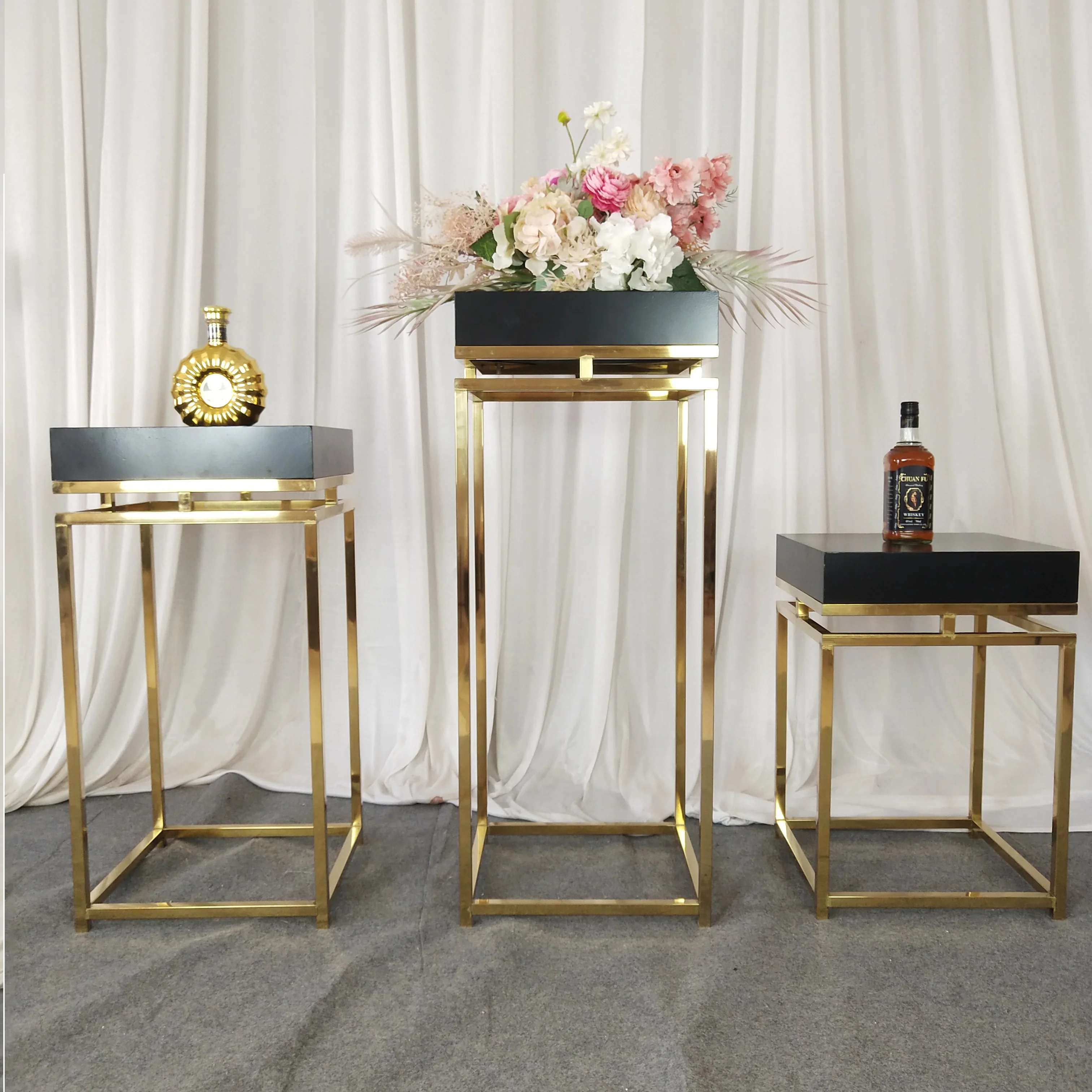 hexagonal shape stand Wedding Backdrop Design Stainless Steel Gold Arch Backdrop Party Frame 230119