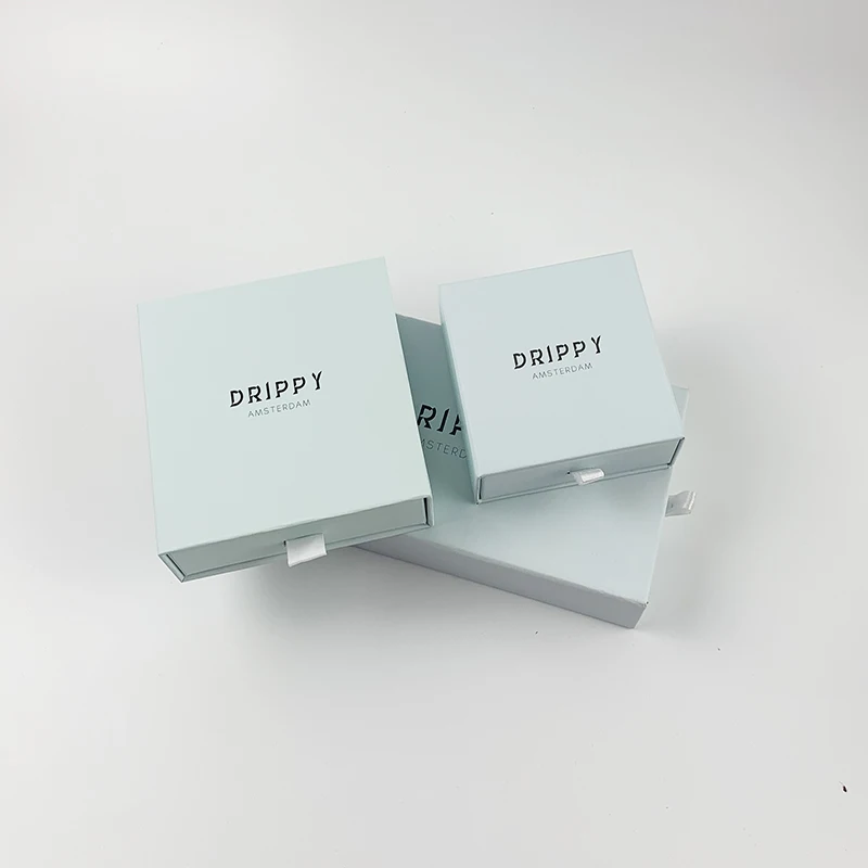 high end brooch packaging slide drawer cardboard paper gift box set jewelry package for women