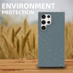 Recycled Eco Friendly Smartphone Case Full Biodegradable wheat straw Fiber Cell Phone Cover For Samsung Galaxy S22 Ultra
