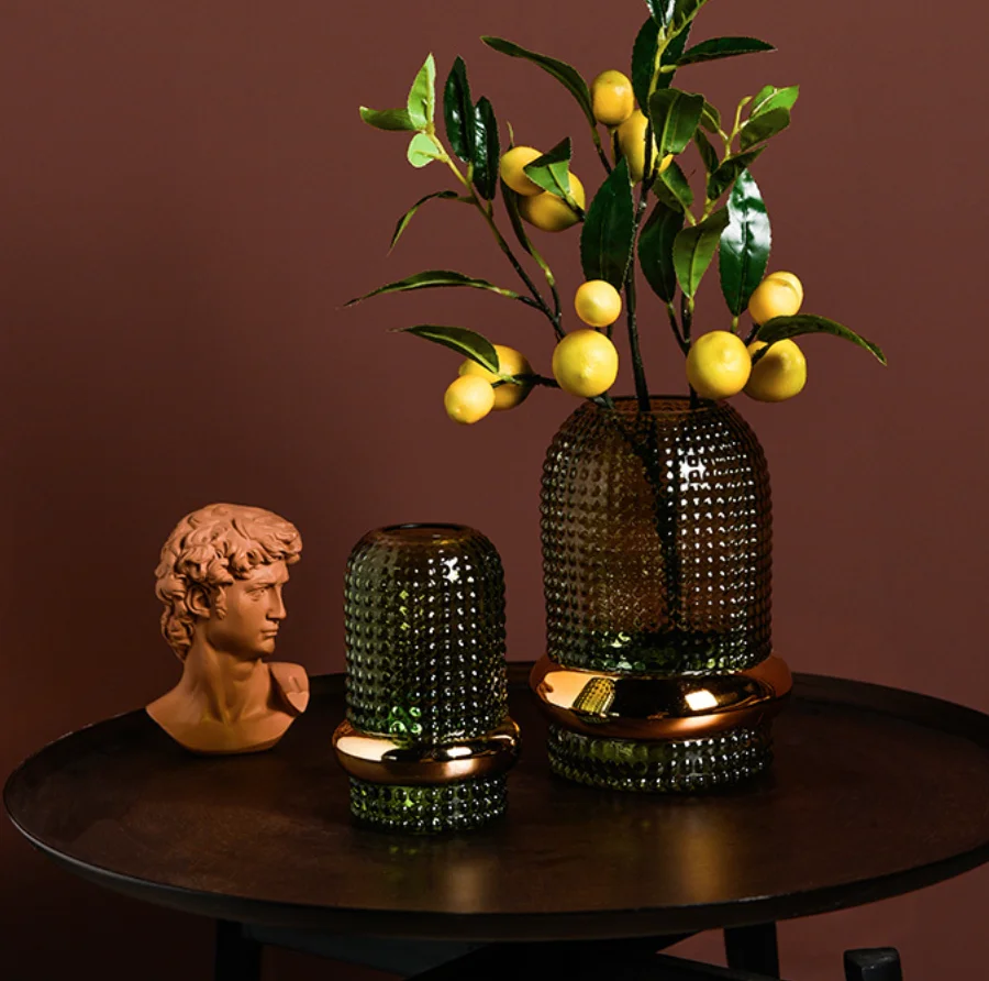 drop shipping Nordic Pine Green Phnom Transparent Glass Vase Floral Simple Modern Hydroponic Floral Art Dried Flower Flower vase