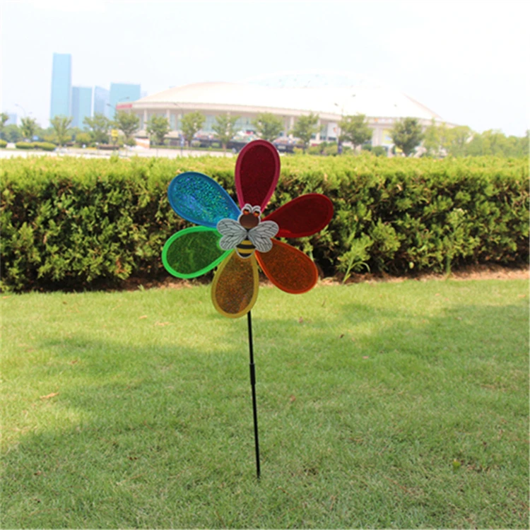 Single-layer glitter toy classic windmill hand-held small sequin windmill plastic sequin insect windmill