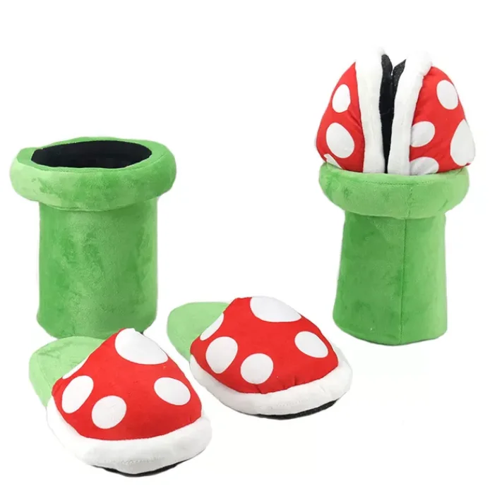 2020 Hot Sell Custom Kids Faux Talonflame Plush Adult Winter Stuffed Indoor Mushroom Mario Piranha Slippers Plush Slipper