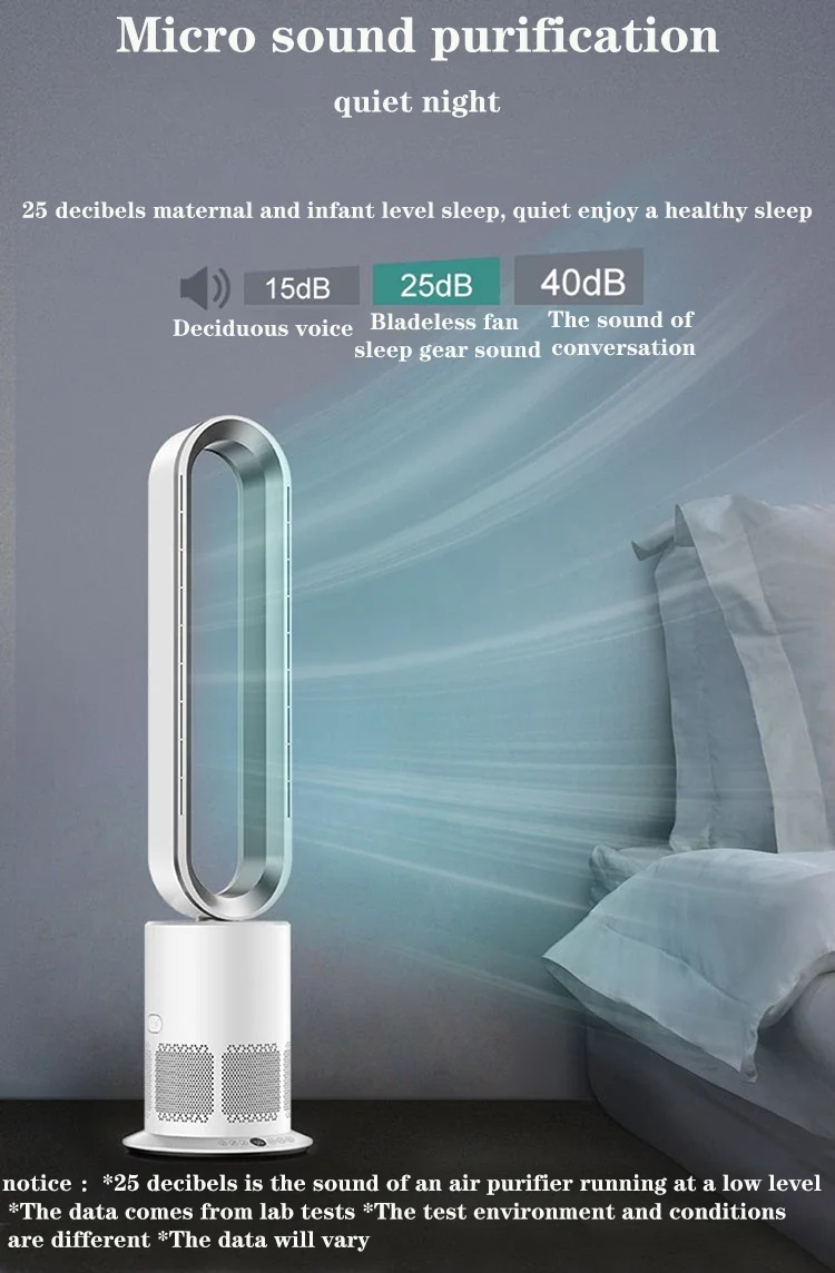 Cool wind fast circulating air purifier with remote control fan bladeless fan HEPA filter