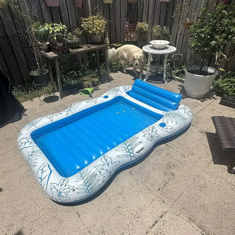 Wholesale Water Party Inflatable Swim Pool Float Lounger With Headrest Adult Blow Up Pool Beach Air Mattress Bed Customized