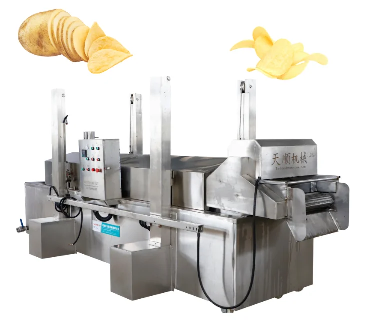 CE Certified 200-300kg Industrial Continuous Electric Large-Capacity Automatic Deep Frying Machine for Potato Chips Production
