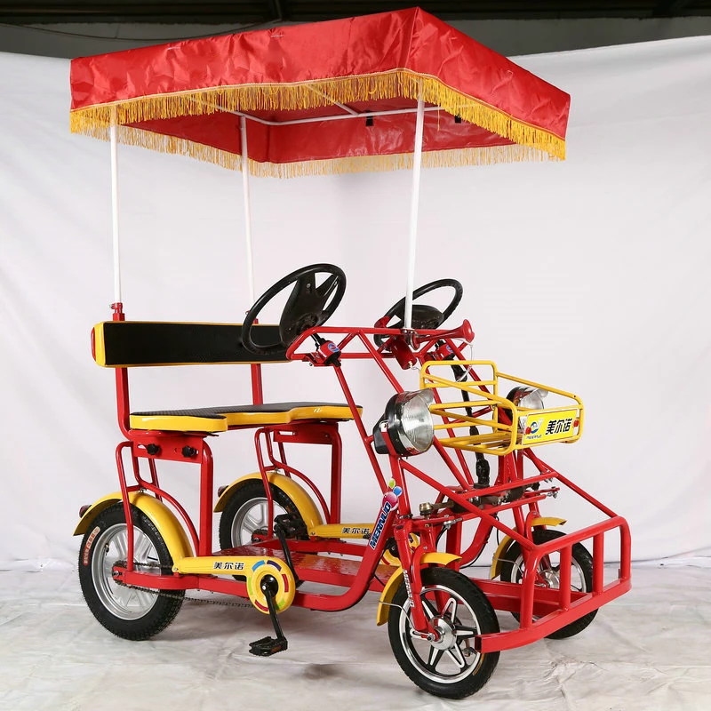 Entertainment Steel Frame sightseeing tandem bicycle tourist and recreational vehicles four wheel adult tandem bike