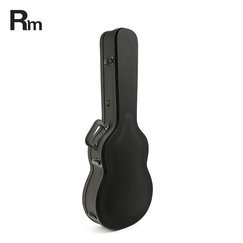 Classical Guitar Cases Black-grey Leather Wooden Guitar Display Case Shockproof Custom Musical Instrument Case