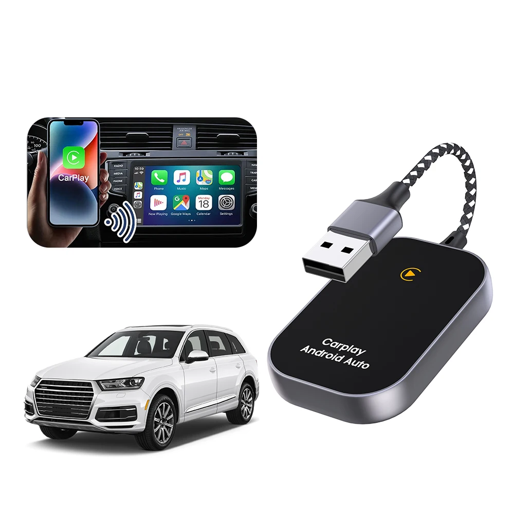 BOYI For Iphone Android Auto Wireless Carplay 2 in 1 Adapter Dongle For Toyota Fiat Audi Porshe Benz Kia Car play