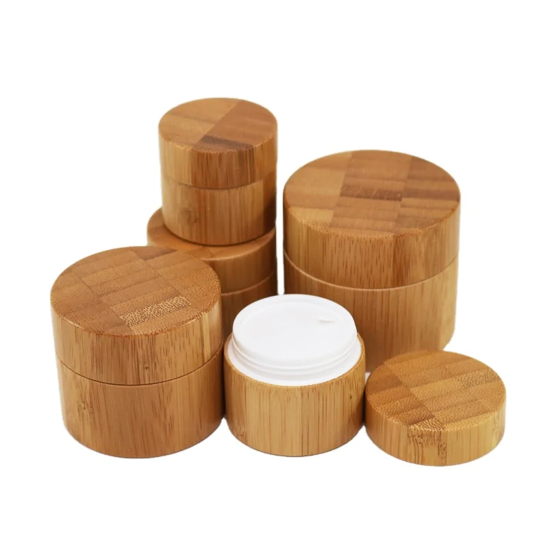 
10ml small empty plastic bamboo portable cosmetic PP jar 
