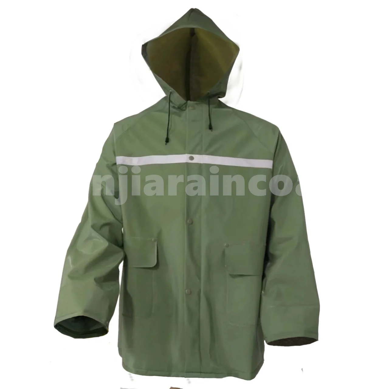 OEM High Quality Waterproof Raincoat Hooded Rainwear Heavy Rain Industrial Work Two Pieces PVC Polyester Breathable Rain Suit