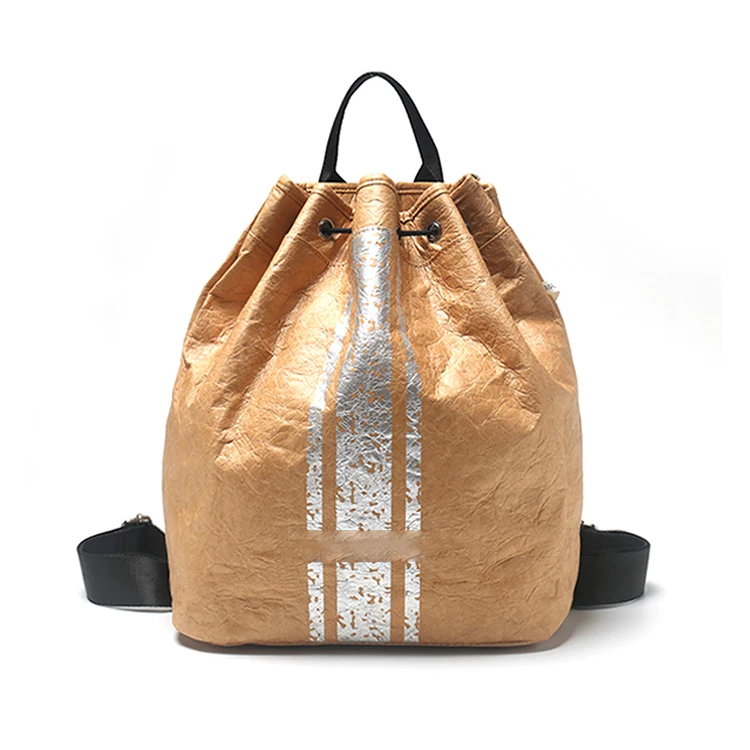 Japanese DuPont paper kraft paper Waterproof and tear resistant drawstring large capacity travel daily reusable shopping bag