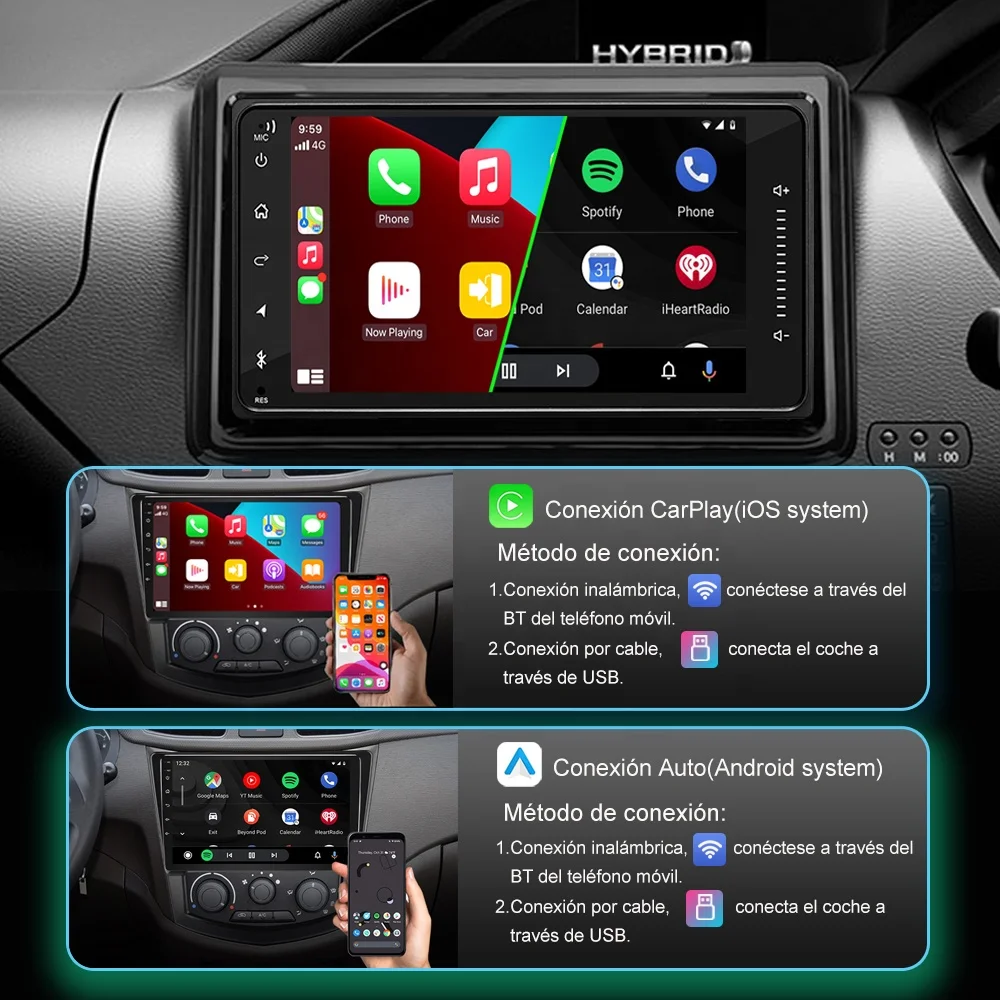 Jmance 7 inch Dashboard Ram 1GB Rom 16GB DSP RDS Wired Wireless Android auto Carplay For Toyota Navigation Car Radio Stereo