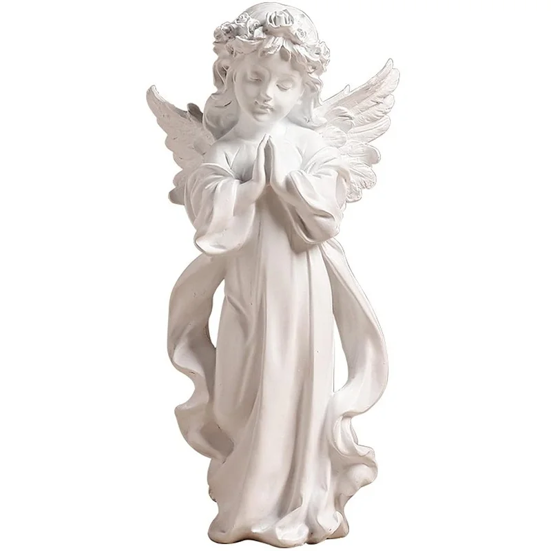 Resin Garden Figurine Praying Angel Sculpture Home Decor Indoor and Outdoor Decorations Angel Garden Statue