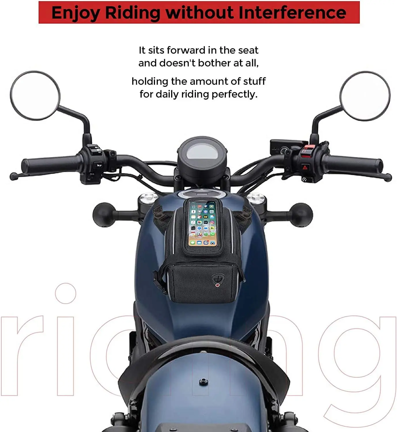 Motorcycle Magnetic Tank Bag Phone Pouch Universal with Metal Tank fit Cell Phone under 6.5 Inch