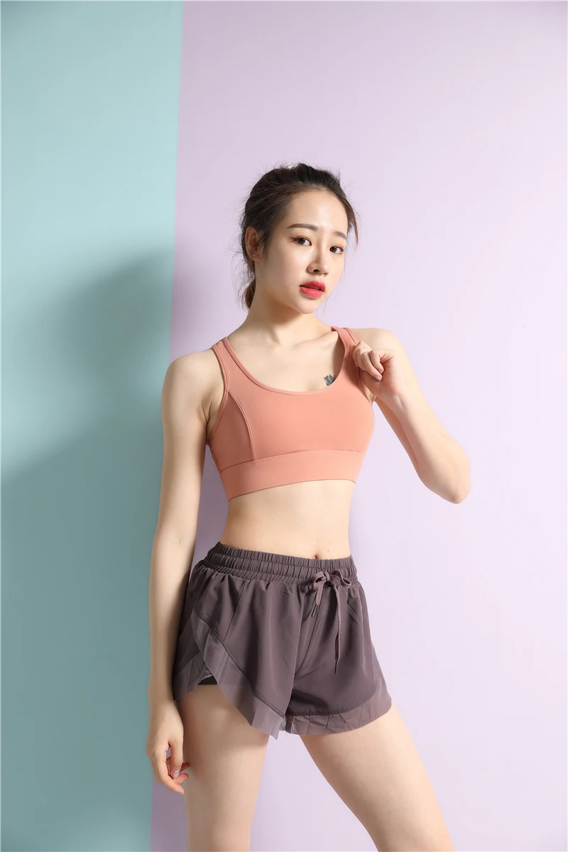 
Women Sports Yoga Shorts Lace Layer Workout Fitness Sports Running Shorts 