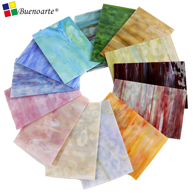 10x15cm Speckled Stained Glass Sheet - Variety Color - Tiffany Glass Mosaic and Mosaic Glass for DIY Art Hobby