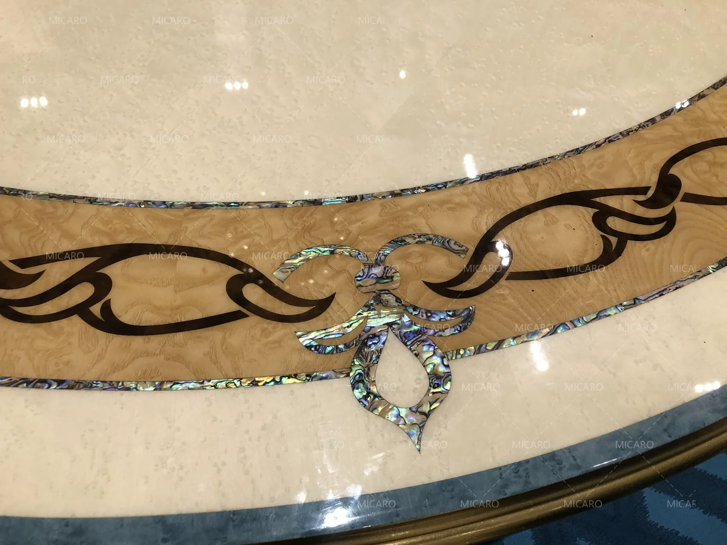 Luxury antique Italian style  solid wood marquetry 8 seater european round dining table with rotating centre