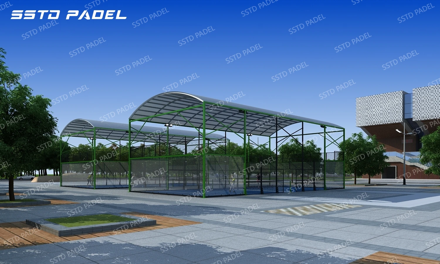 Professional Supplier Hot Dip Galvanized Padel Tennis Court Outdoor Panoramic Paddle Court Roof