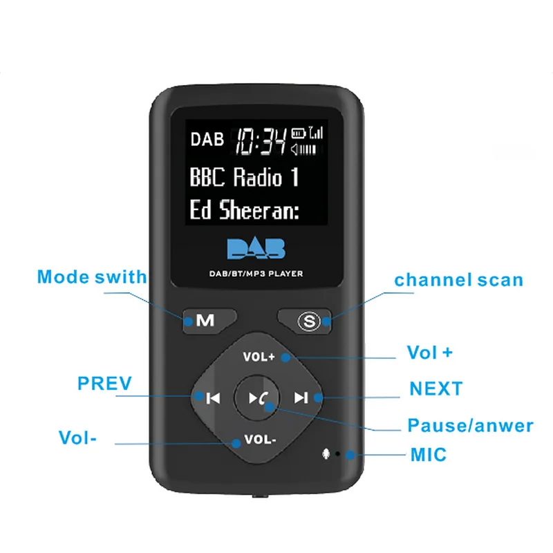  DAB-P7 Перезаряжаемый USB мини карманный DAB радио с FM и
