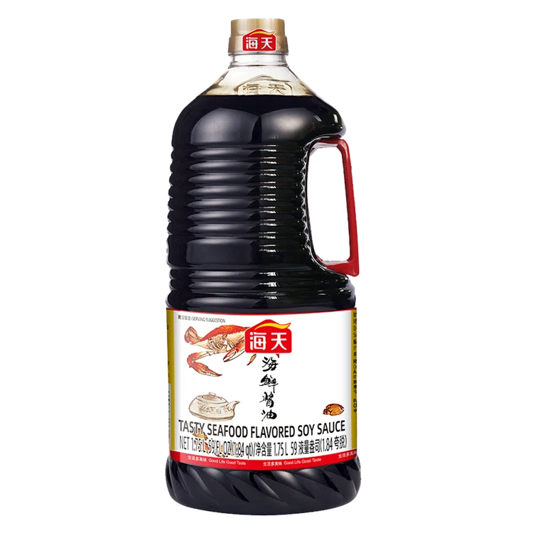 1.75l Seafood soy sauce 59oz export shrimp soy sauce wholesale price tamari tasty flavored soy sauce factory custom