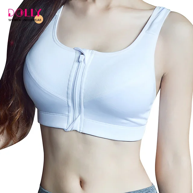 High Impact Front Closure Custom Sportswear Bra With Zip Wholesale Gym Fitness Yoga Bra Crop Top Woman