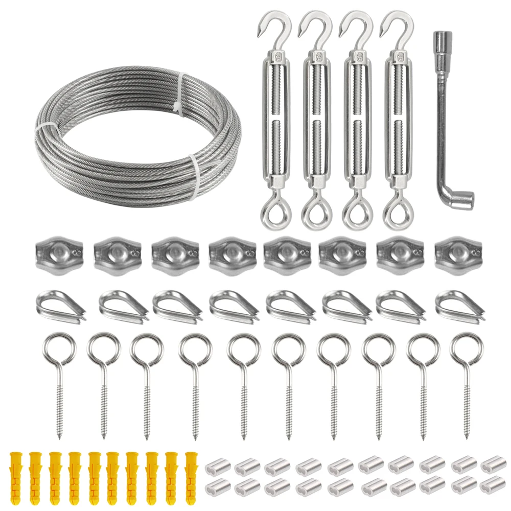 Cable Kit 30M/3mm Stainless Steel Wire Rope PVC Coated Tensioning Lock For Climbing Plants Garden Wire Balustrade