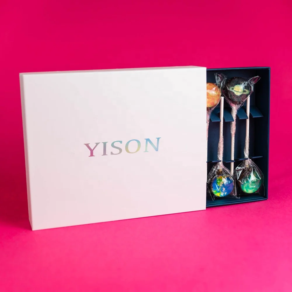 Custom logo luxury cardboard lollipop candy gift magnet box packaging for wholesale