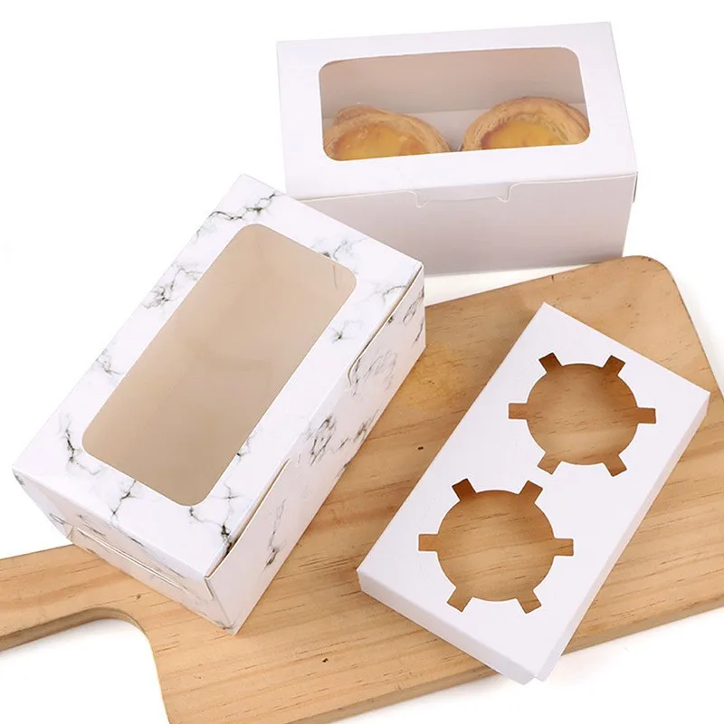 Bulk Kraft Paper Window Clear 4 6 12 24 Hole Muffin Cup Cake Cupcake Packaging Box Wholesale Custom Transparent Mini Cupcake Box