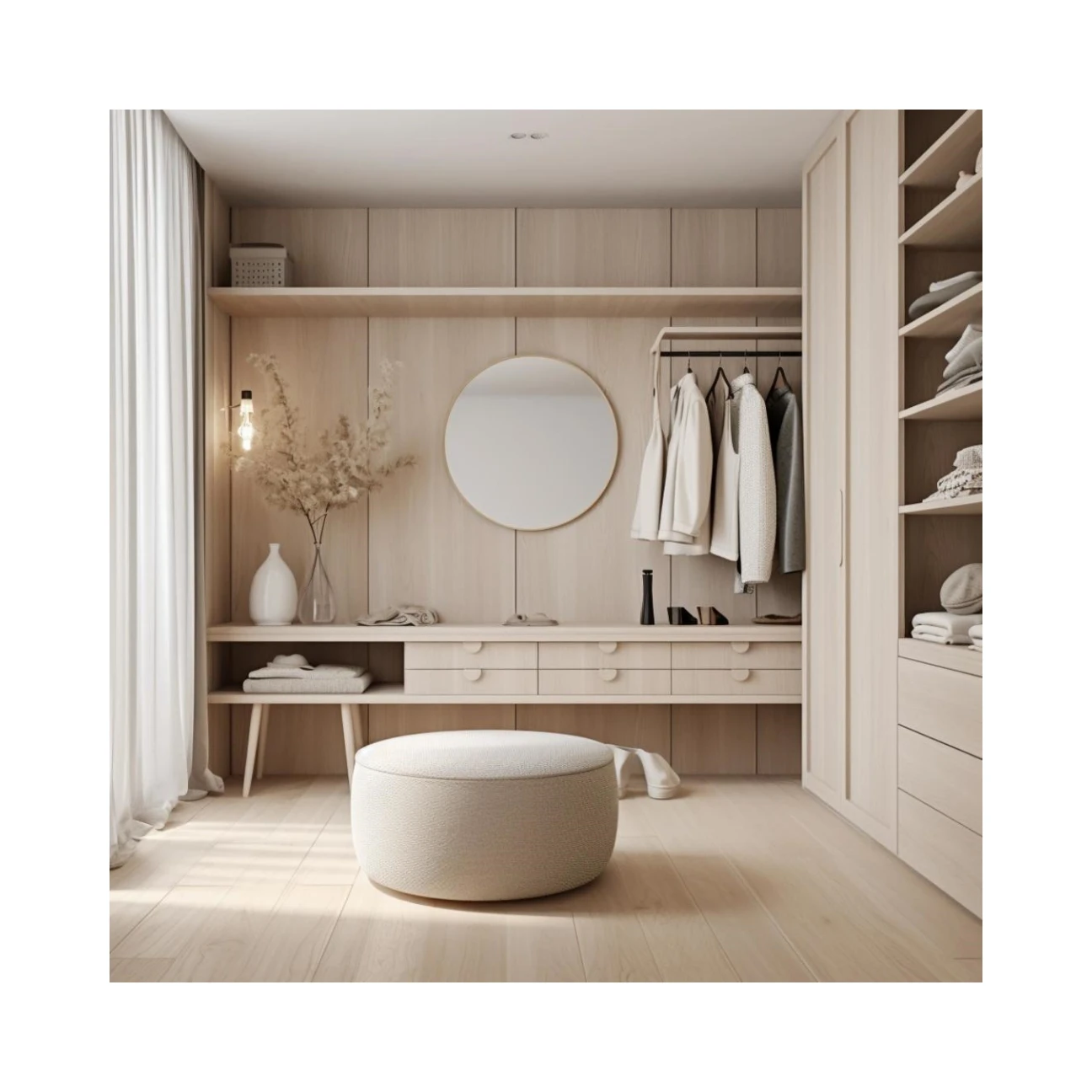 Customized Simple Nordic Style Refreshing Design Wardrobe Wood Furniture For Dressing Room