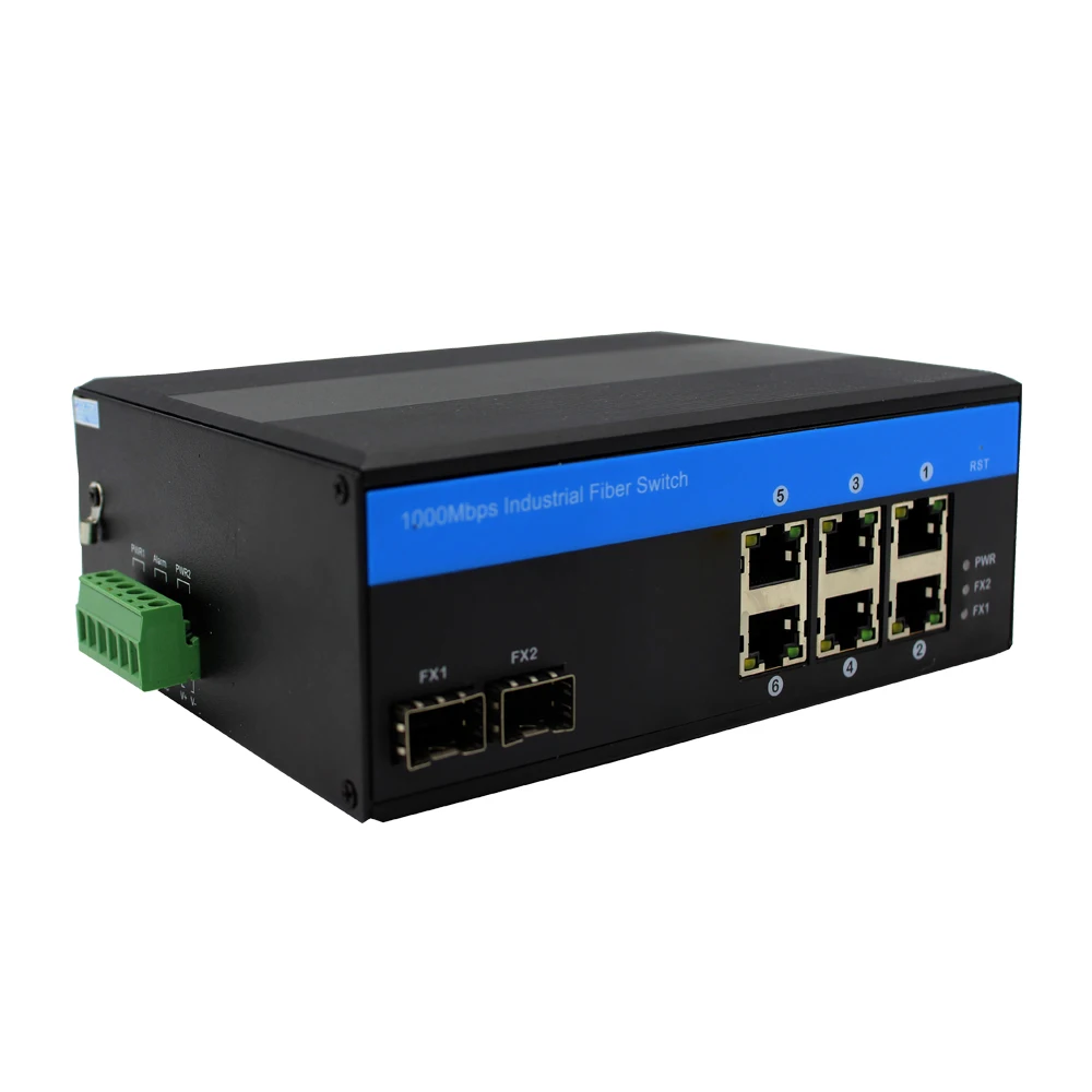 2 *1000M SFP port +6 *10/100/1000M UTP port Gigabit Managed Industrial Grade Switch with DIN Rail Type