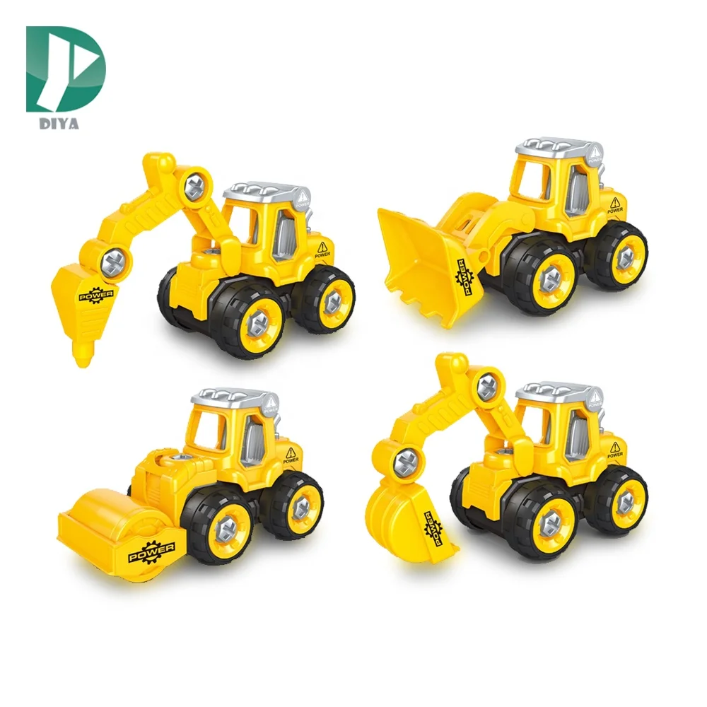 4 in 1 DIY Toy Car Assembly Engineering Truck Fire Engine Screw Toys for Kids