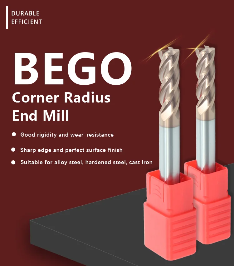 High Speed CNC Milling Corner Radius Cutters Multi-Flut End Mills Roughing Router Bits Cutter 4 Flutes