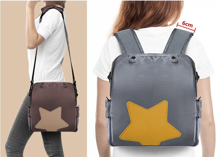 2 in 1Portable Gray Travel Infant and Toddler Diaper Bag with Booster Seat for Dining Table Planes