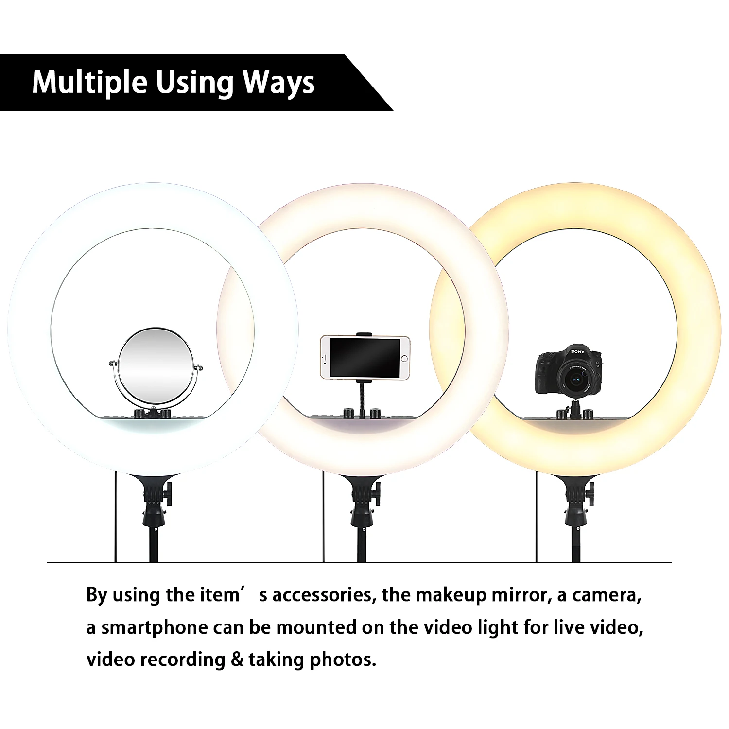 FOSOTO 21inch Selfie Led Ring Flash Light Live Streaming Lamp Led Ring Light With Tripod Stand For beauty Makeup video Tiktok